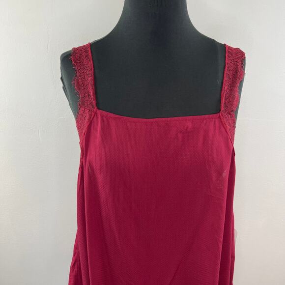NWT FREE PEOPLE Intimately Wine Red Lace Strap Dobby Dot Cami Top Tank Size S - Picture 3 of 12